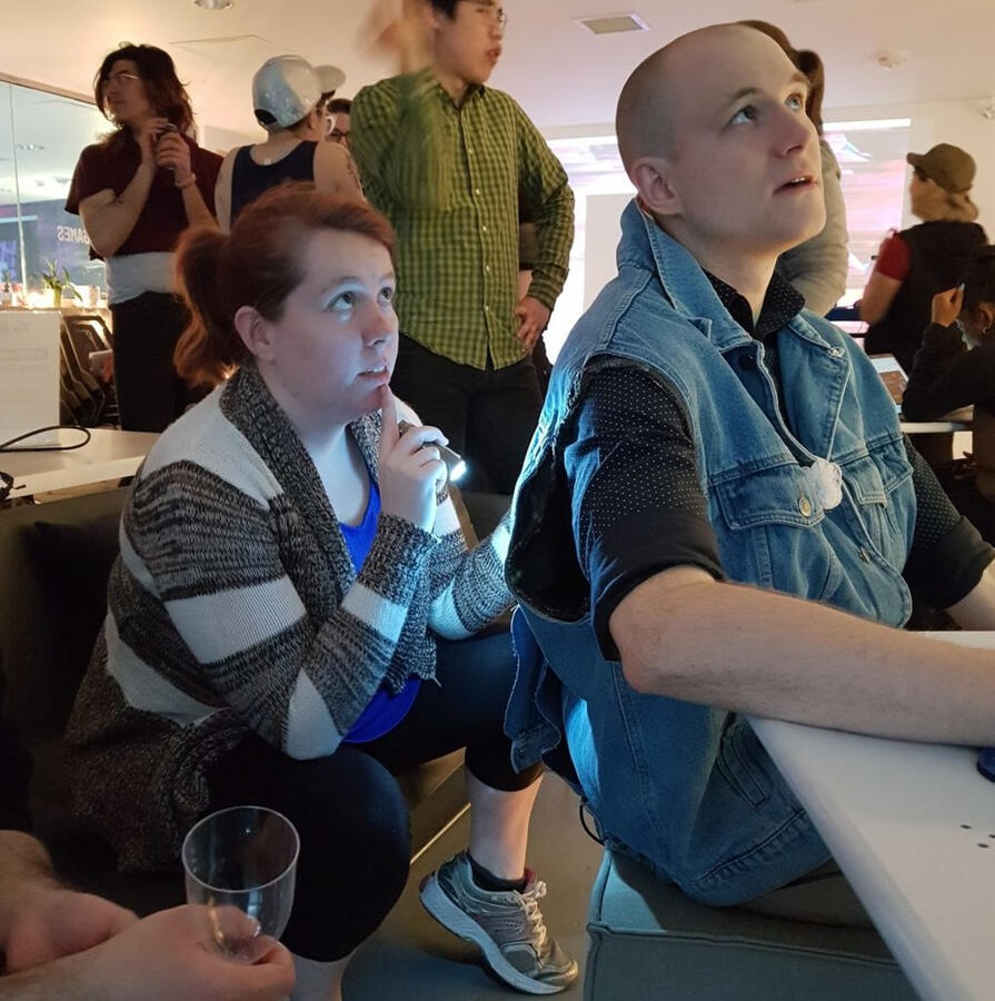 People playing Patch Me Up at the DMG Feb Fatale Showcase (Photo by Jupiter Wildwood)